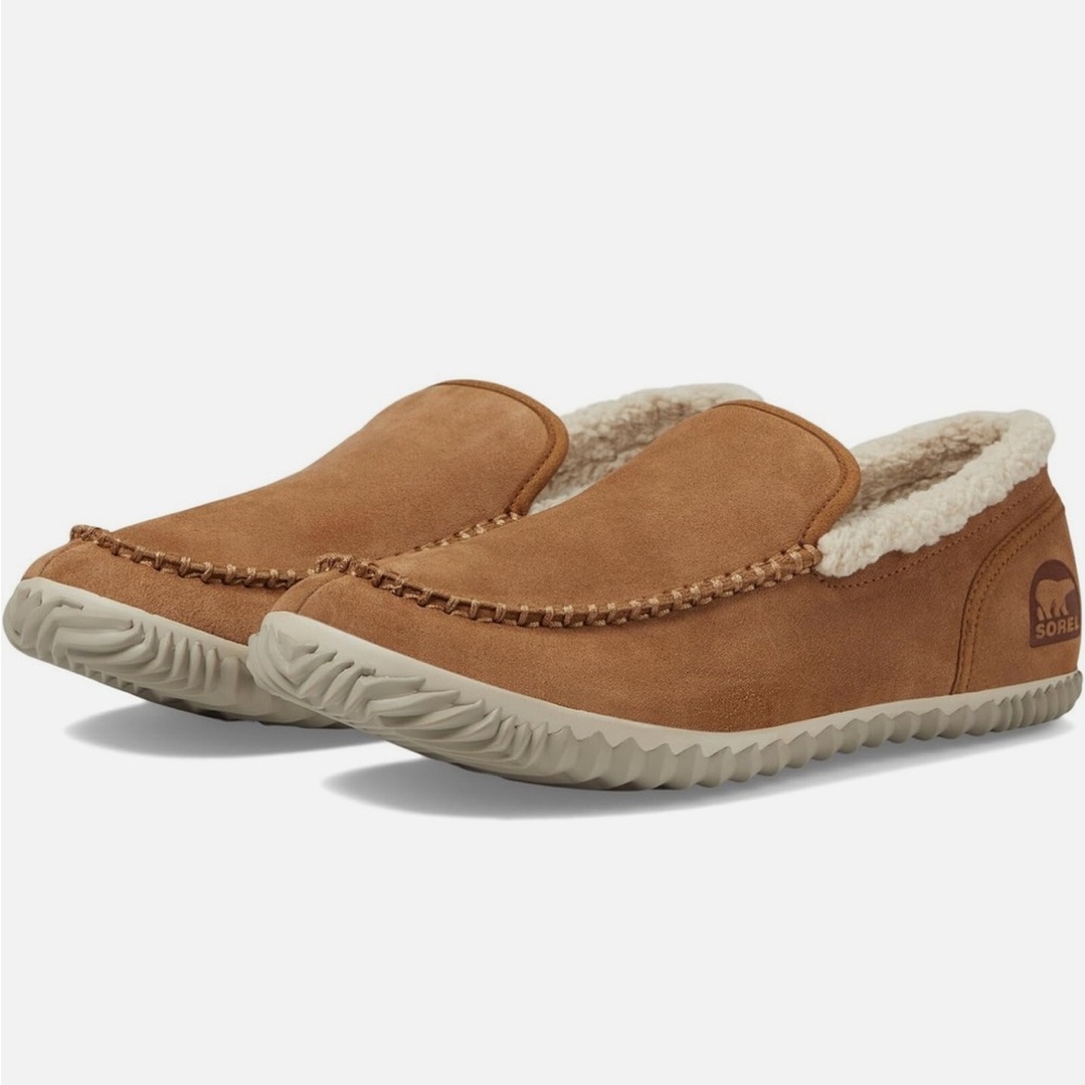 SOREL Dude Slipper Mens Brown Tan Suede Faux‎ Fur Lining Moc Size 10